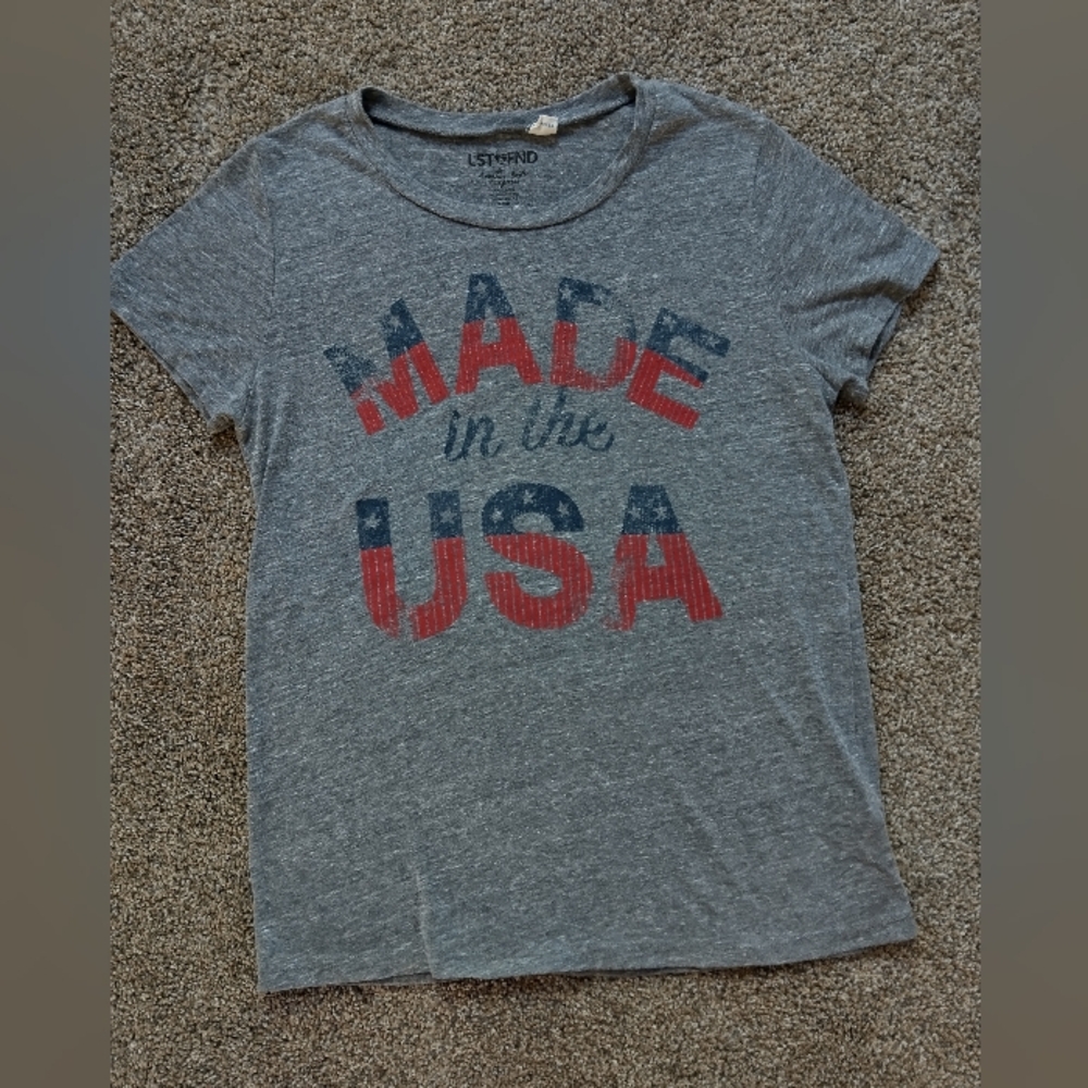 American Eagle Outfitters Gray 'Made in the USA' Tee